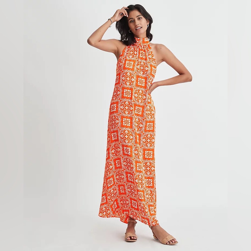 NWT Ann Taylor Tiled Halter Maxi Dress